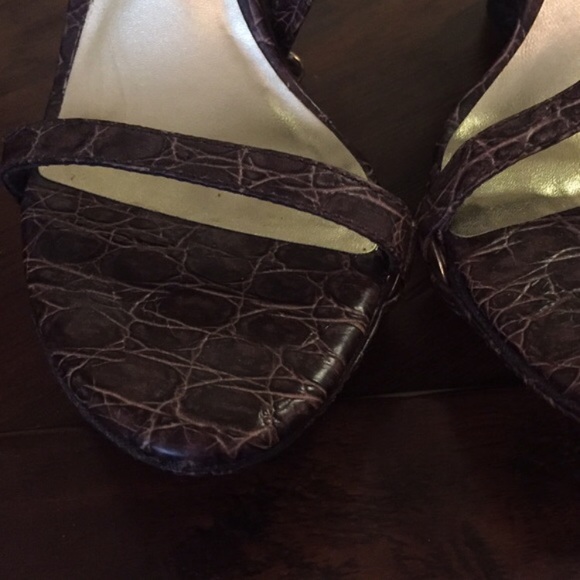 New Vintage Charles David Croc Embossed Leather Wedges - Picture 4 of 4